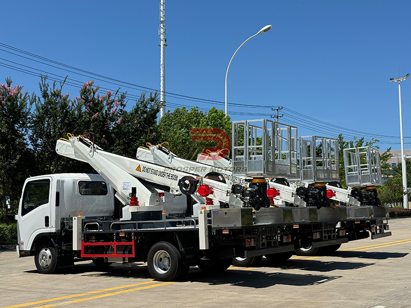 3 units of isuzu npr 22m aerial platform truck export to algeria