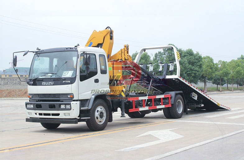 ISUZU FTR 8 toneladas caminhão de reboque com Guindaste de 5 toneladas — Quando a recuperação requer levantamento primeiro