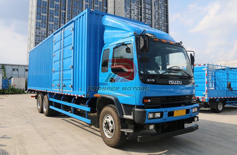 ISUZU FVZ 6X4 6HK1 20 tonų sunkiasvoris furgonas su hidrauliniu bagažinės dangčiu