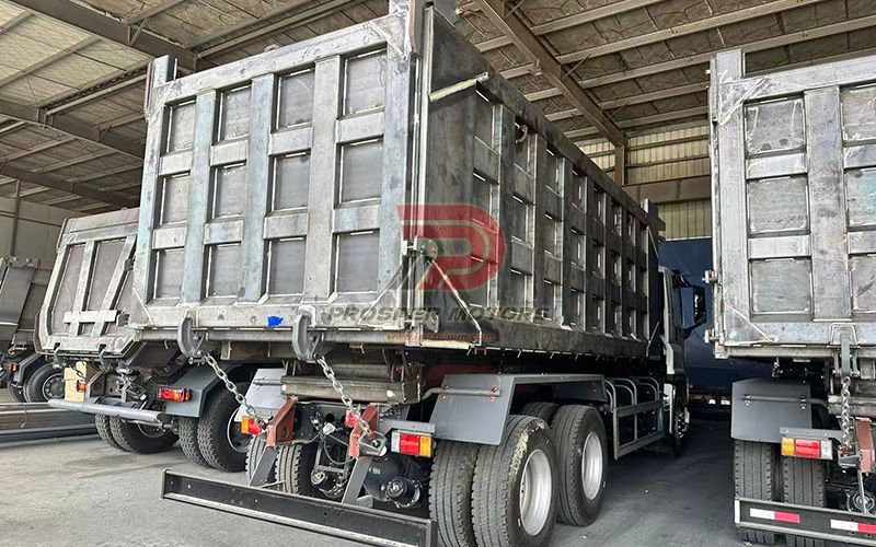 Dump truck waiting for painting
