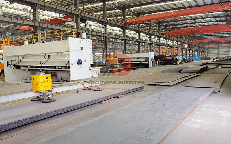Raw material cutting workshop for fuel tank truck