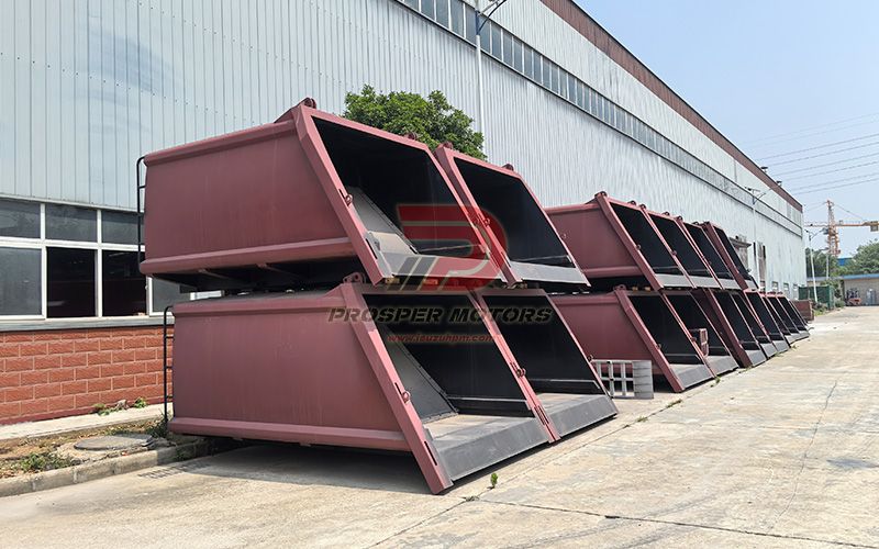Part of garbage compactor truck body storage