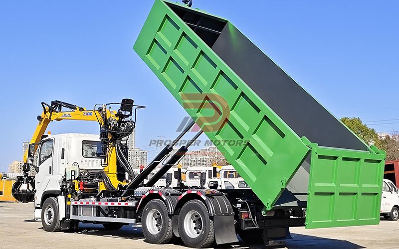 Truk Roll-Off karo Crane Lipat