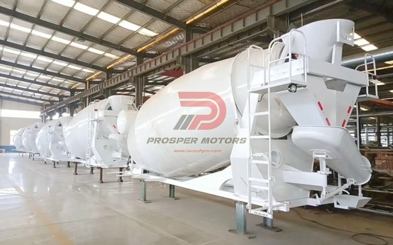 Mixer truck drum body ready for assembly