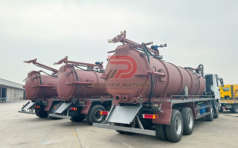 Sewage suction truck waiting for paiting