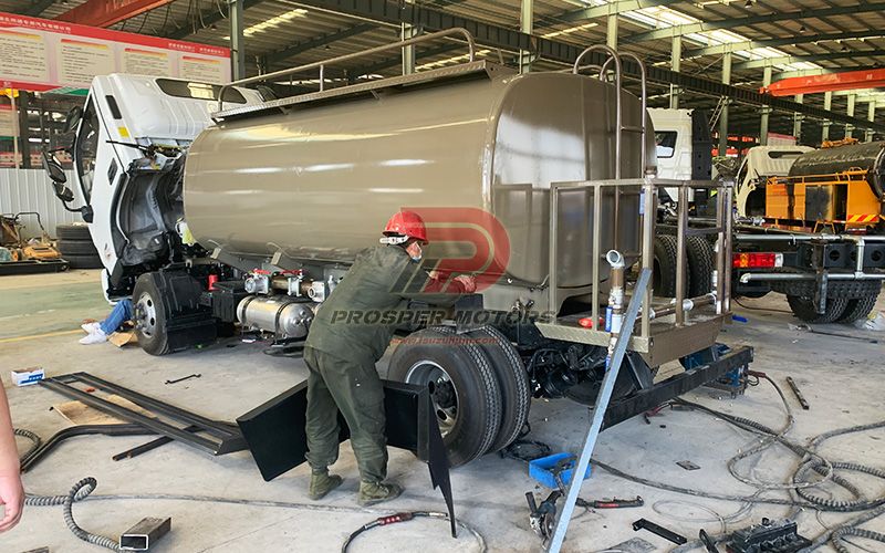 Water tank truck assembly